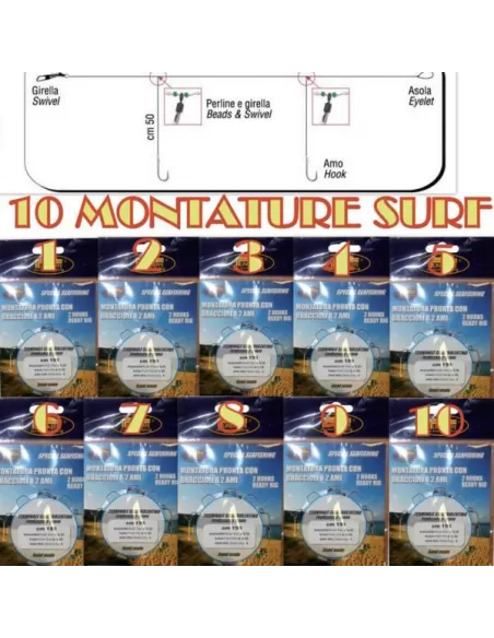 10 cadres surfcasting à 2 crochets 0.40-0.30 amour 2