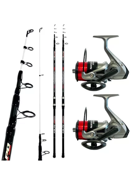 Super Kit Surfcasting 2 tiges 4.20 mt 2 bobines avec fil