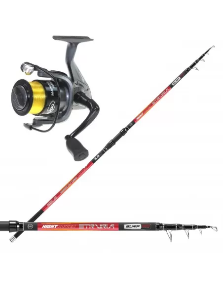 Kit en Combo Pêche Surfcasting Canne 4.20 mt 130 gr Moulin Kolpo