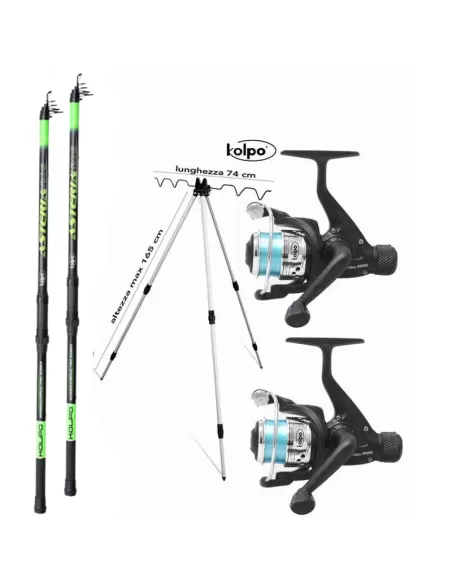 Canne à pêche Kit deux bas deux trépied de bobines fil Pier de surf
