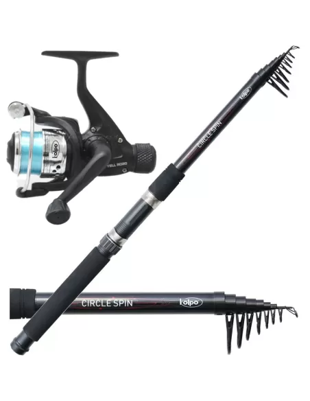 Kit tige cercle tournant télescopique + moulinet Spin