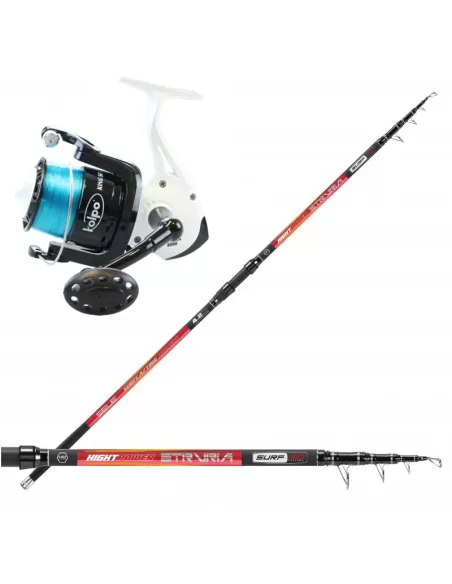 Kit Canna 130 gr Surfcasting Carbone Bobine 8000 et Fil