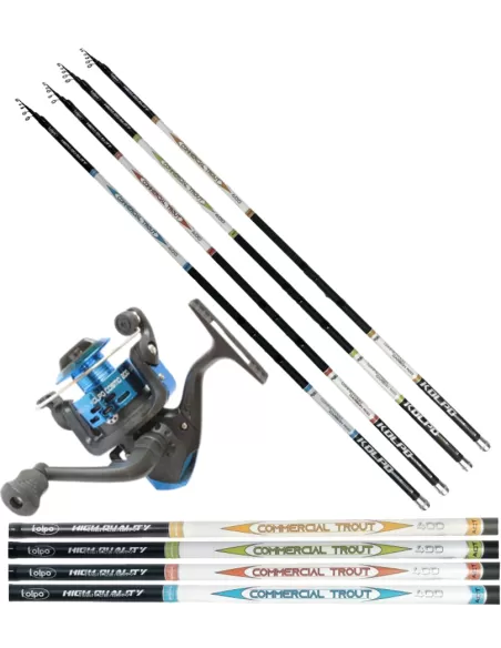 Kolpo Combo Trout Fishing Lake Carbon Cane and Reel 3 Roulements
