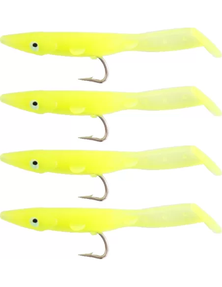Kolpo Fantastique Anguille Jaune Silicium Eel avec Crochet 4 pcs 