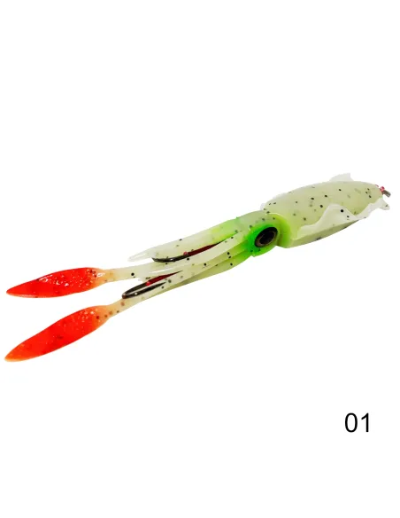 Leurre souple Kolpo Squid pour la pêche à la traîne avec corps lumineux