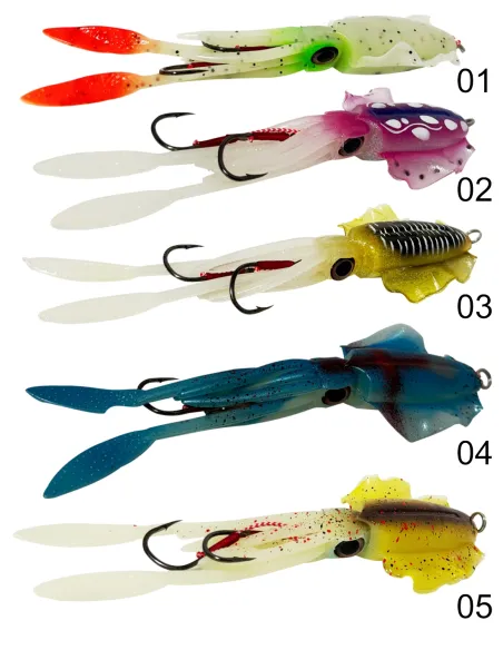 Leurre souple Kolpo Squid pour la pêche à la traîne avec corps lumineux