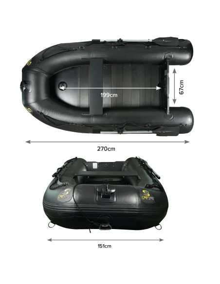 Carp Spirit BLACK BOAT ALU 270 Bateau de pêche Canoës de pêche Carp Spirit