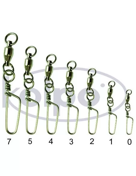 Girelle da Pesca Kolpo Con Cuscinetti e Moschettone Nichel 5pz