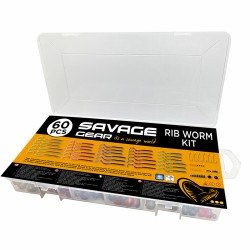 Savage Gear Rib Worm Kit 60pcs assorti avec boîte