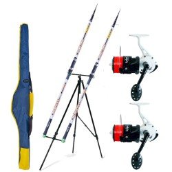 Surfcasting Fishing Combo Kit Complete with 2 Rods 2 Tripod Reel and Scabbard