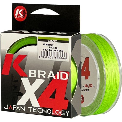 Kolpo K Braid X4 Tressed Premium Quality 300 mt Lime Fluo Kolpo