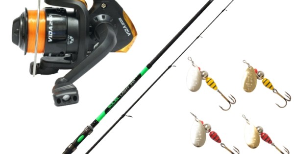 Combo Fishing Spinning Rod Reel Wire and 4 Rotating Vespa
