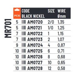 Colmic Nuclear MR701 Black Nickel Fishing Hooks with Surfcasting Eyelet
