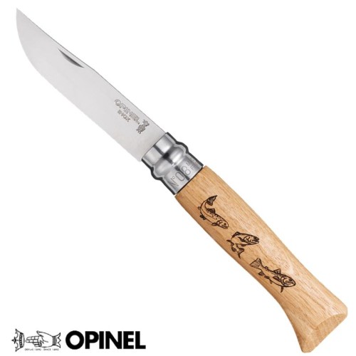 Opinel couteau en acier inoxydable acier numéro 08 Animalia truite Opinel