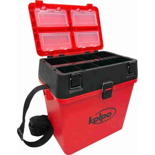 Kolpo fishing Stool with seat Accessories Basket and strap Red Kolpo