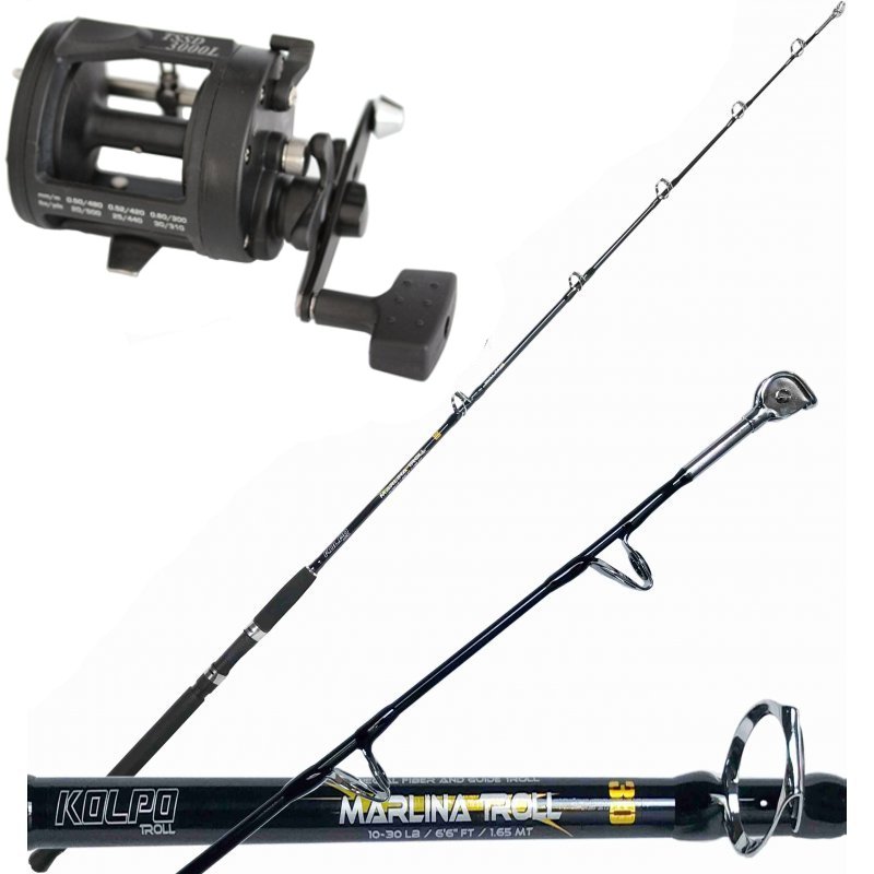 Tatler Combo Fishing Trolling Rod With Pulleys Rotating Reel
