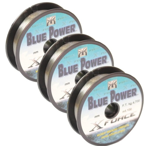 Kit 3 Bobines Blue Power Fishing Wire 100 mt 0.18 0.25 Kolpo